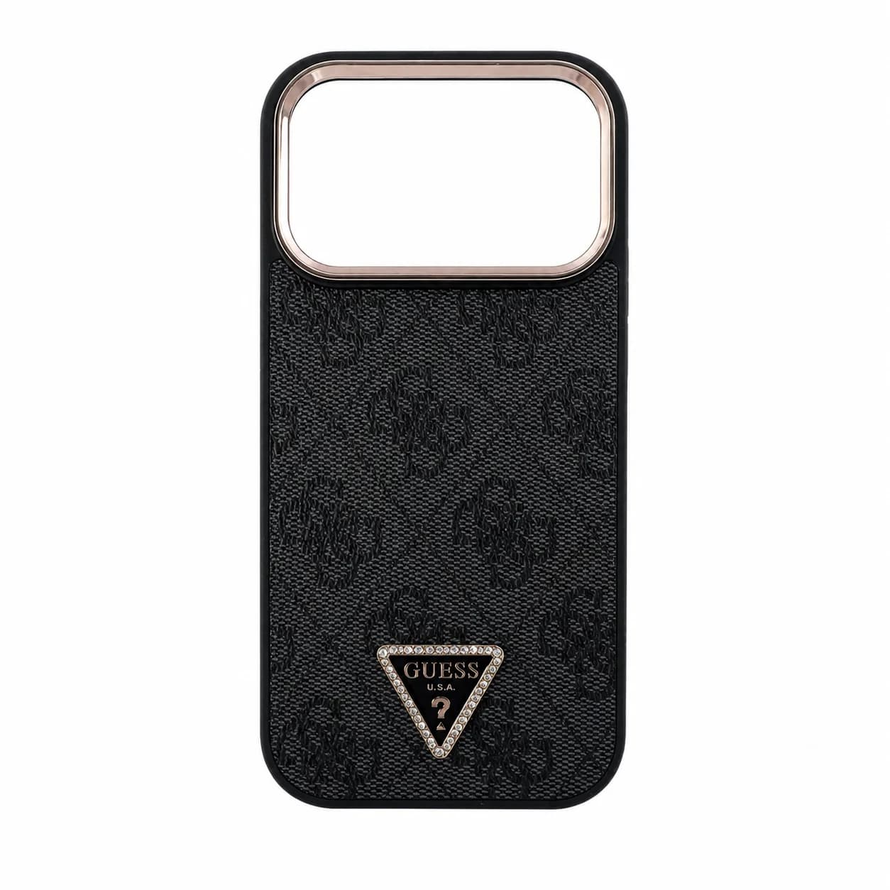 GUESS 4G Triangle Strass MagSafe Schutzhülle für Apple iPhone 17 Pro Max – Schwarz