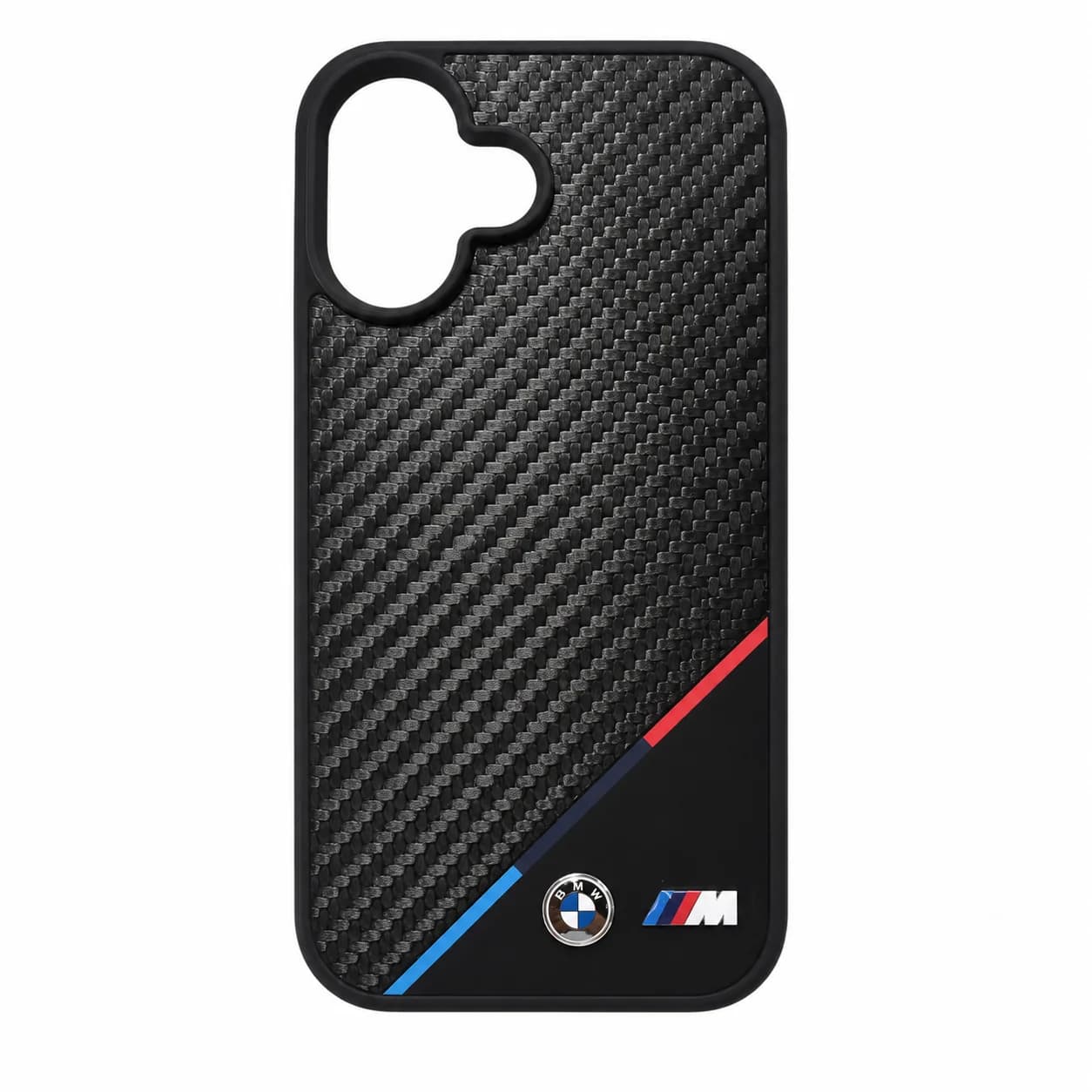 BMW M Carbon Tricolor Line MagSafe Schutzhülle für iPhone 16 – Schwarz