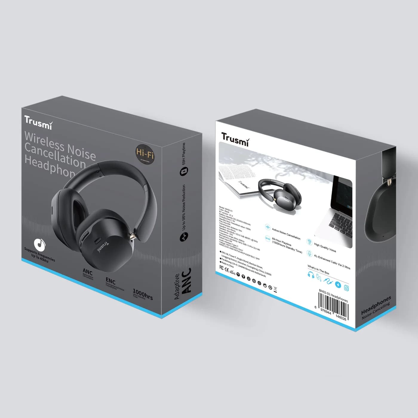 TRUSMI BH02-01 ANC Hi-Res Wireless HiFi Headphones 5