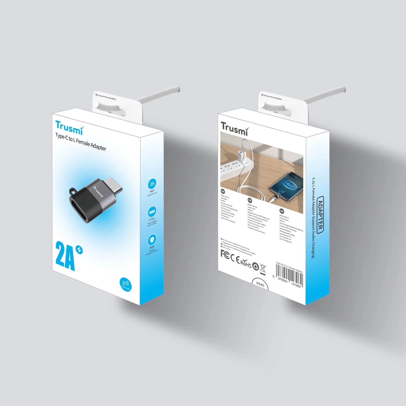 TRUSMI CA01-02 Type-C Male to L Female to Charging Adapter Gray 5