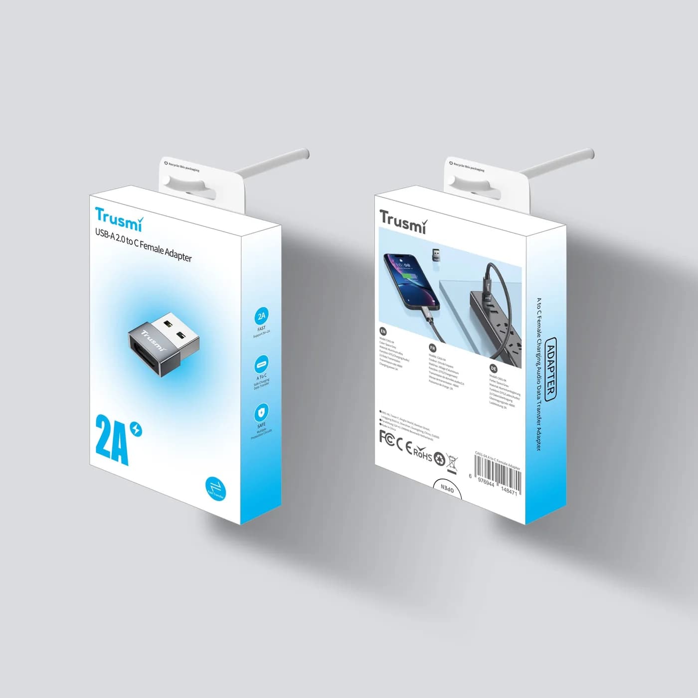 TRUSMI CA01-04 USB-A 2.0-Stecker auf Typ-C-Buchse OTG-Audio-Ladeadapter 5
