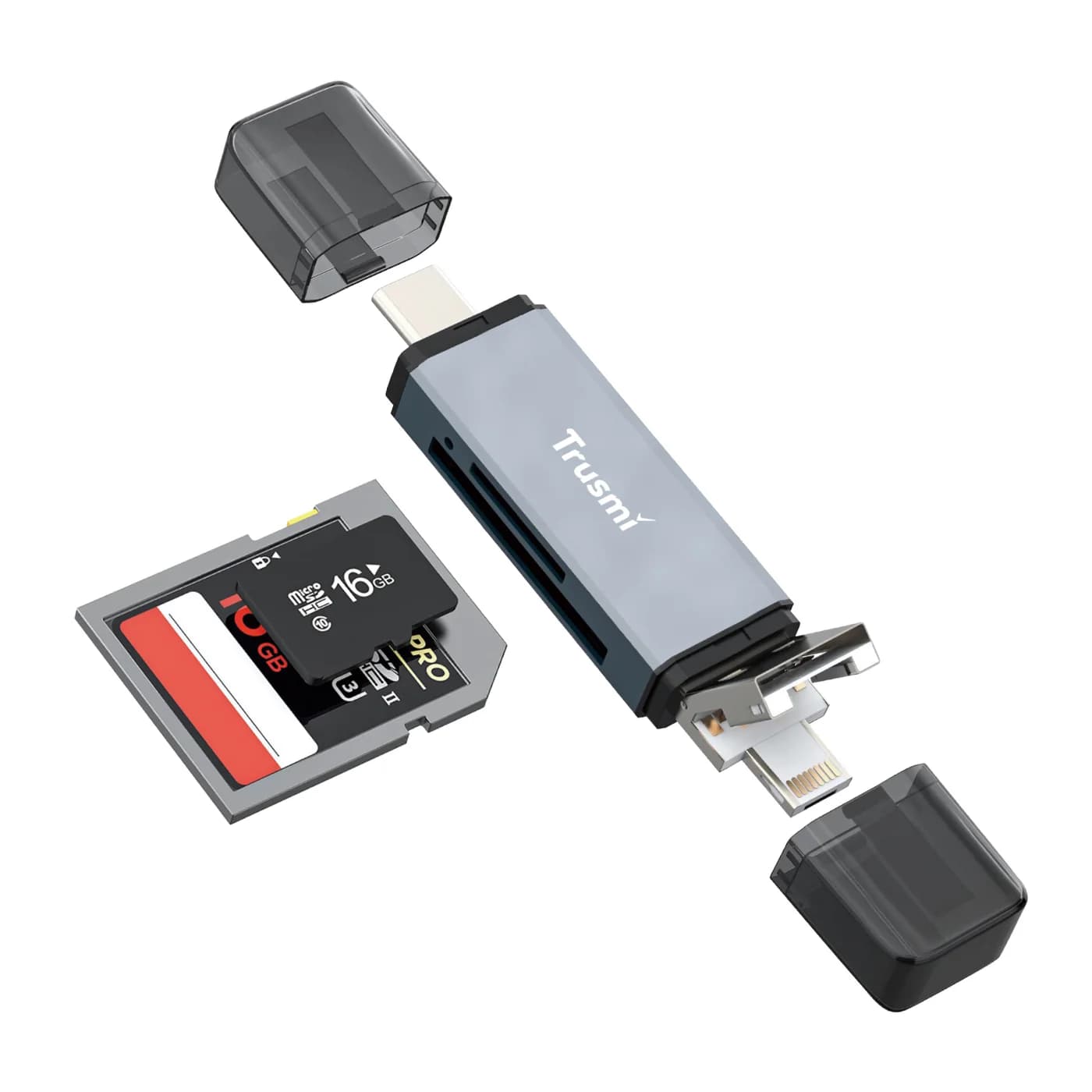 TRUSMI CA01-05 4-in-1-Dual-Kartenleser (Grau)