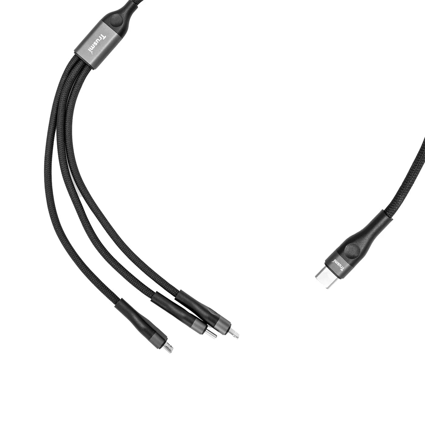 TRUSMI CA29-02 66W 3 in 1 C TO C/L/M 66W Braided Cable Black 1.2M 2