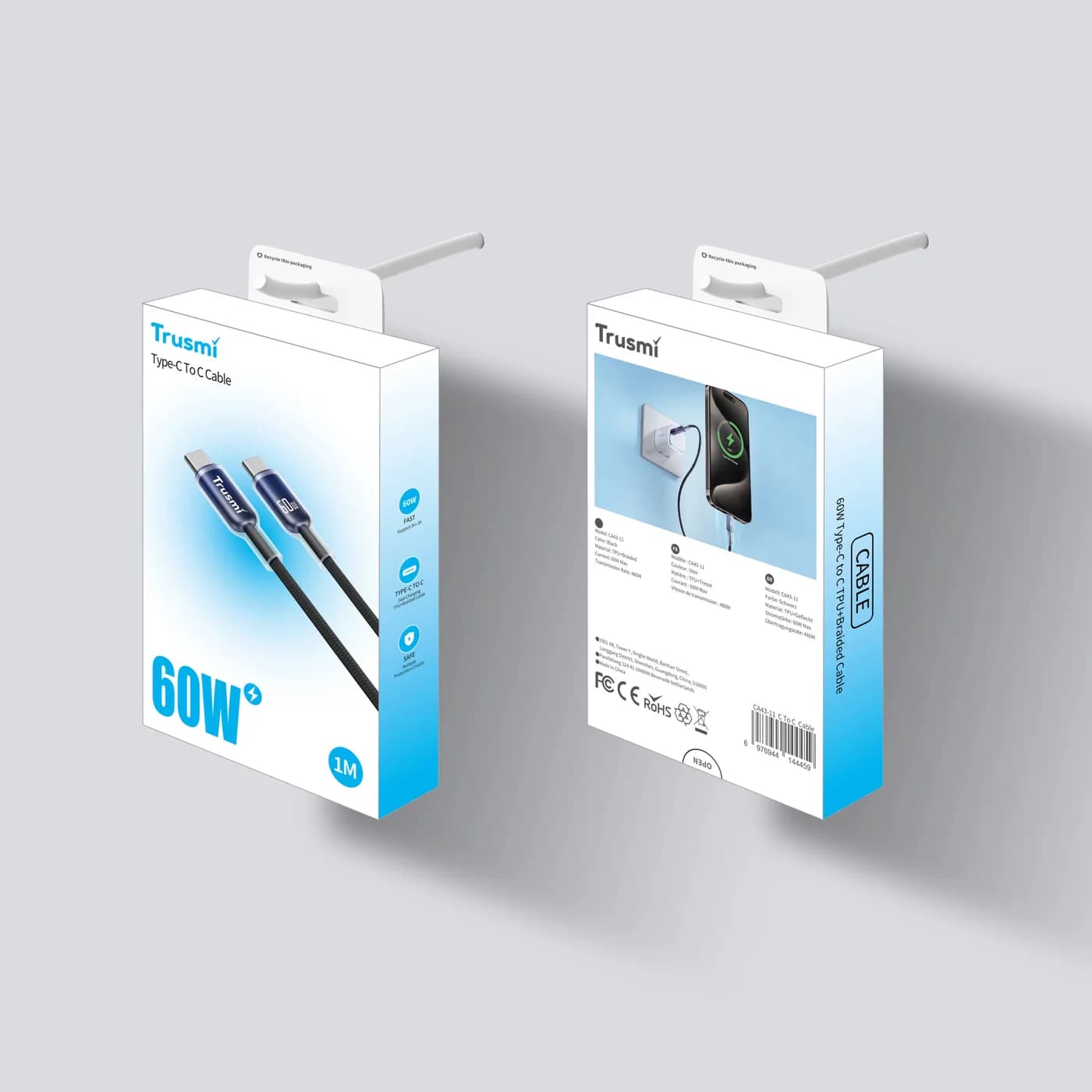 TRUSMI CA43-11 60-W-CC-TPU-geflochtenes Kabel 5