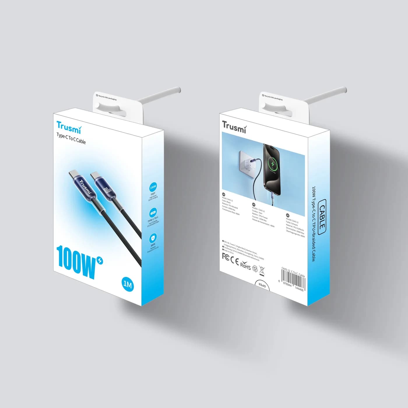 TRUSMI CA43-12 100-W-CC-TPU-geflochtenes Kabel 5