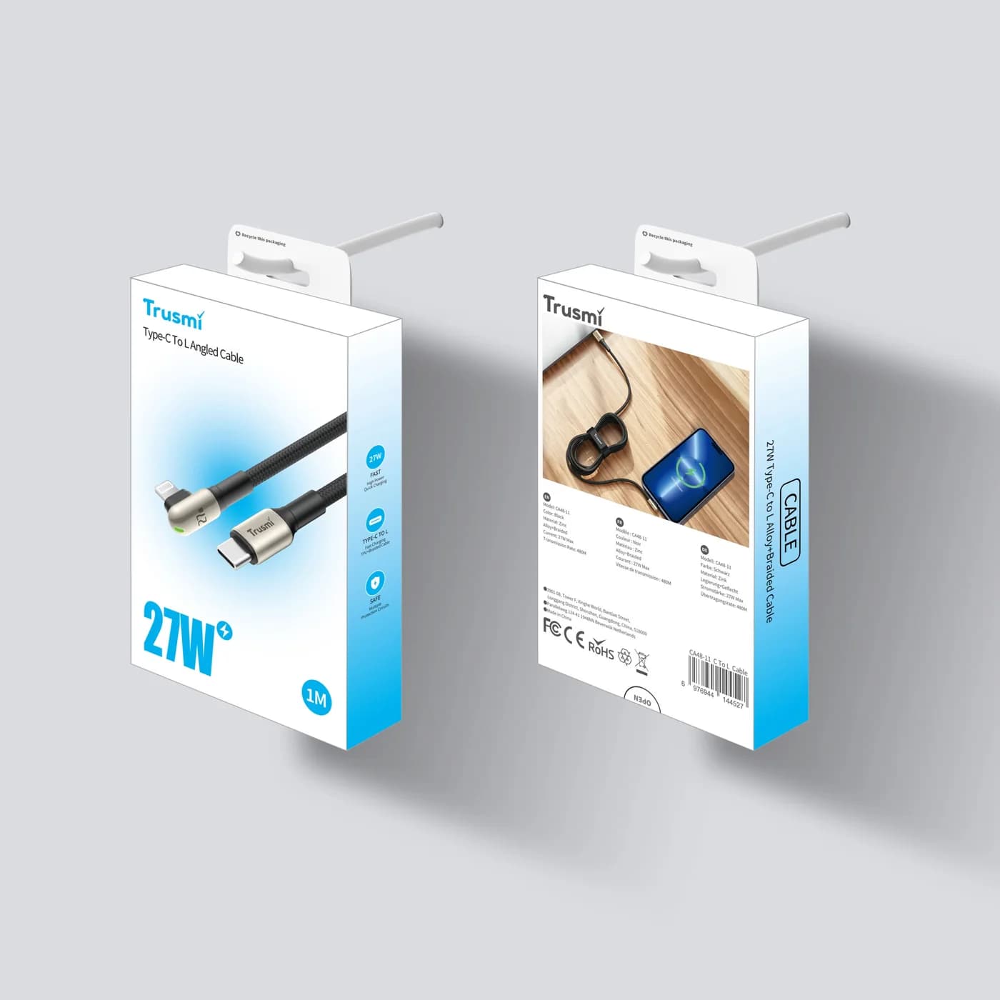 TRUSMI CA48-11 27 W CL abgewinkeltes LED-Zinklegierungs-Geflechtkabel 5