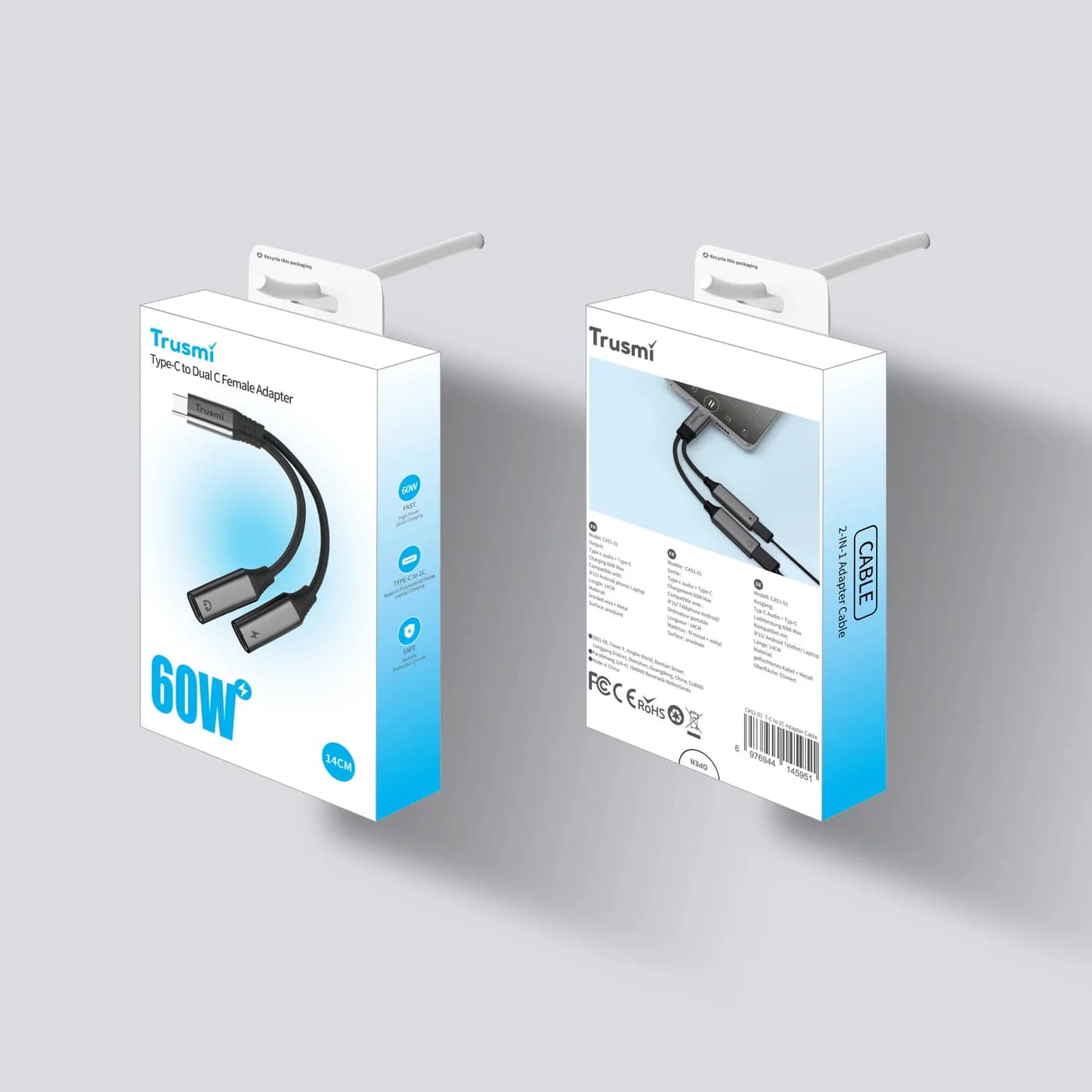 TRUSMI CA51-01 2-in-1 CC Female Adapter Cable 6