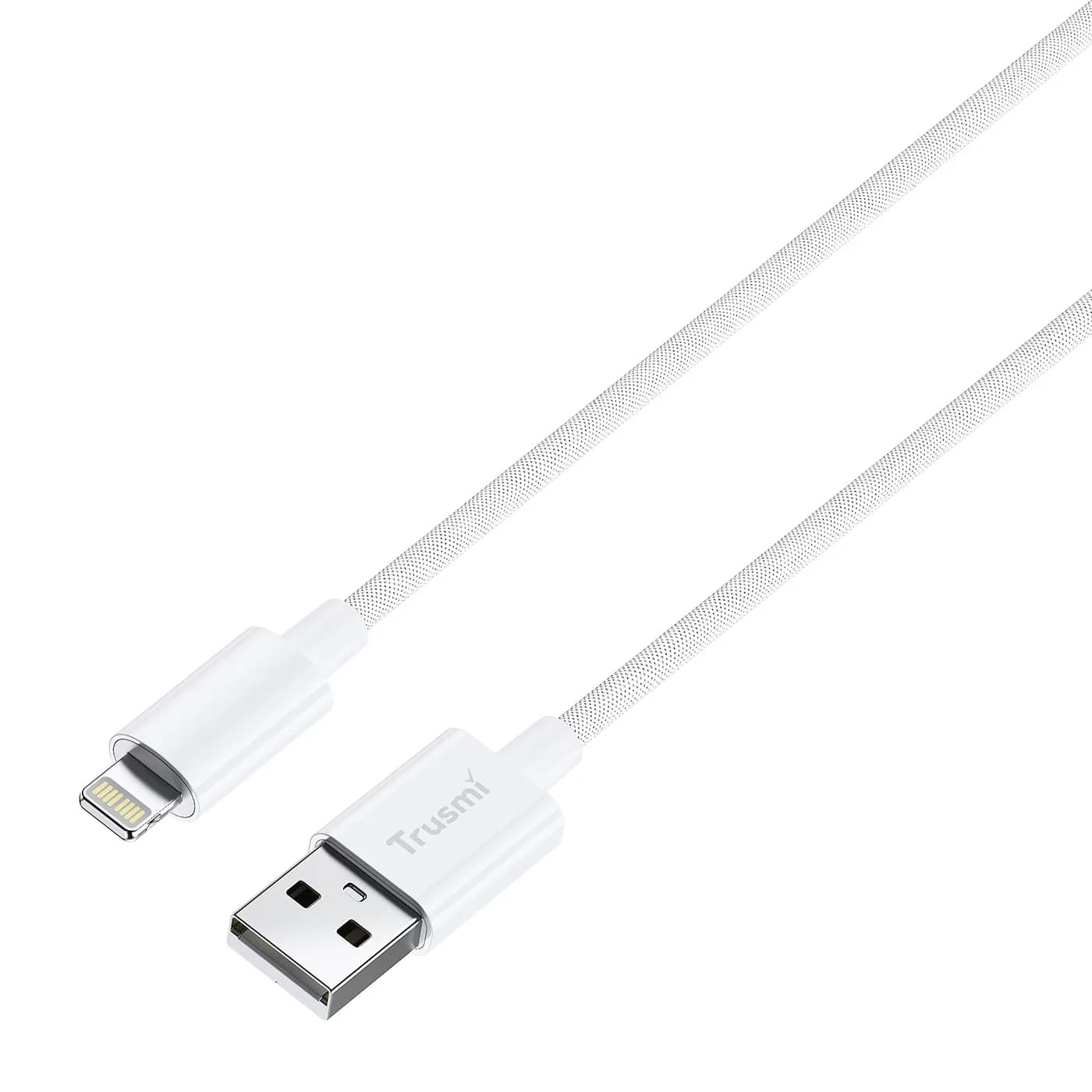 TRUSMI CA55-02 2.4A A To L Braided Charging Cable White 1M 2