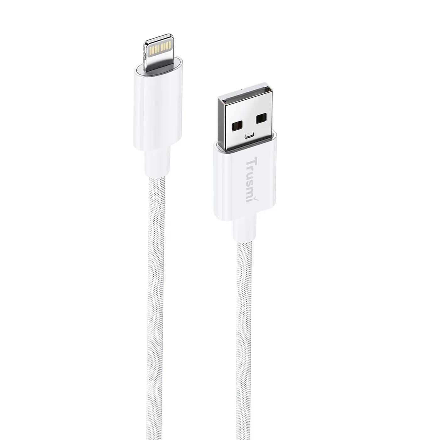 TRUSMI CA55-02 2.4A A To L Braided Charging Cable White 1M 3