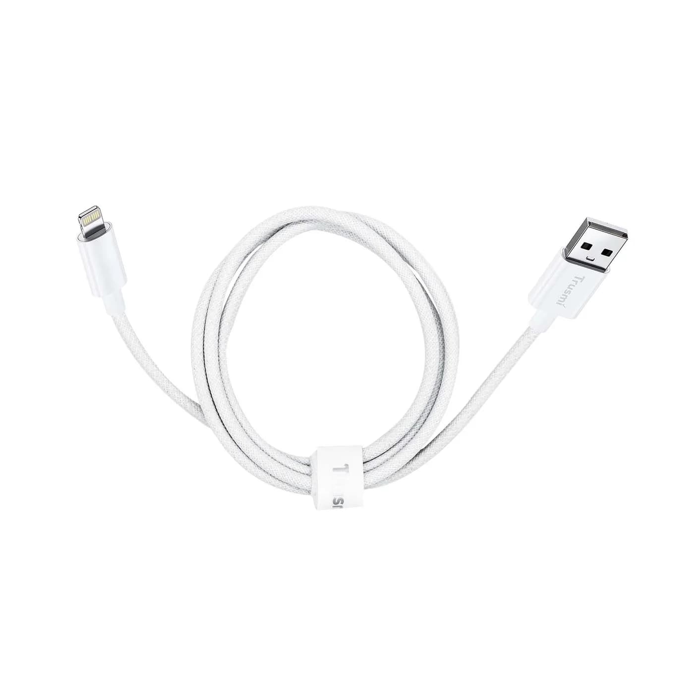 TRUSMI CA55-02 2.4A A To L Braided Charging Cable White 1M 4