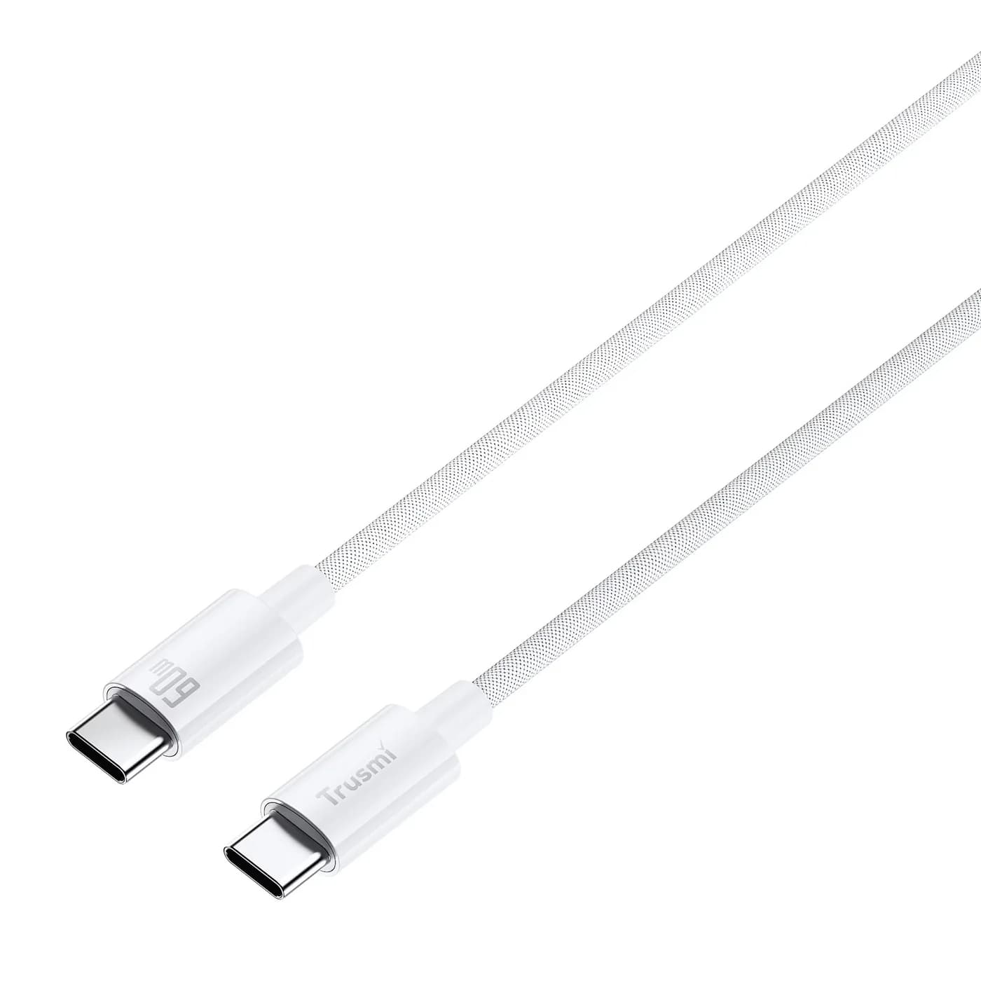 TRUSMI CA55-03 60 W geflochtenes C-auf-C-Ladekabel weiß 1 m 2