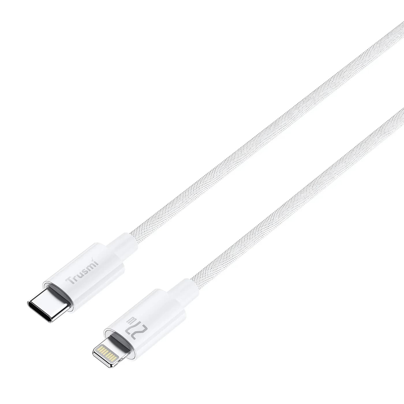 TRUSMI CA55-04 27 W geflochtenes C-zu-L-Ladekabel weiß 1 m 2