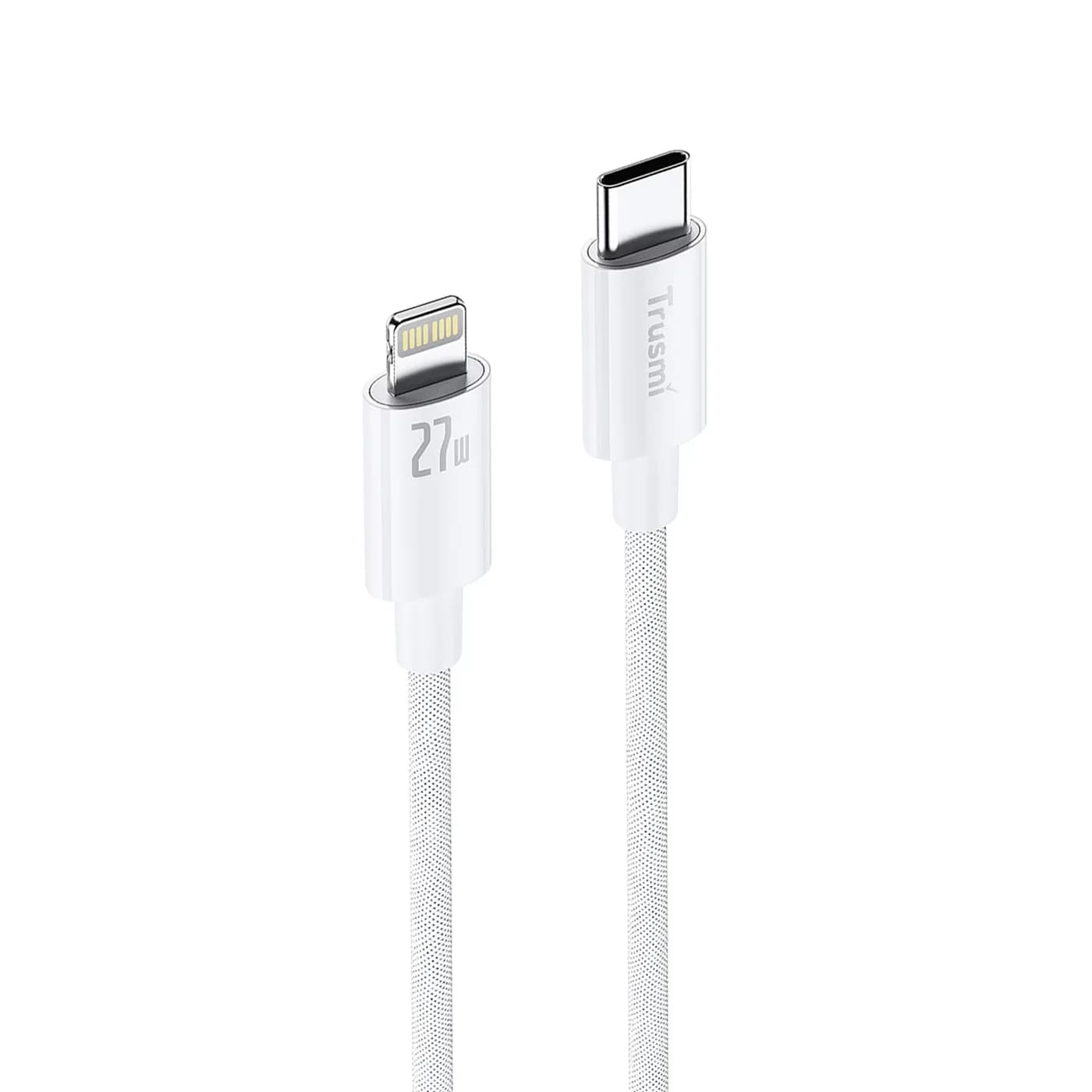 TRUSMI CA55-04 27 W geflochtenes C-zu-L-Ladekabel weiß 1 m 3