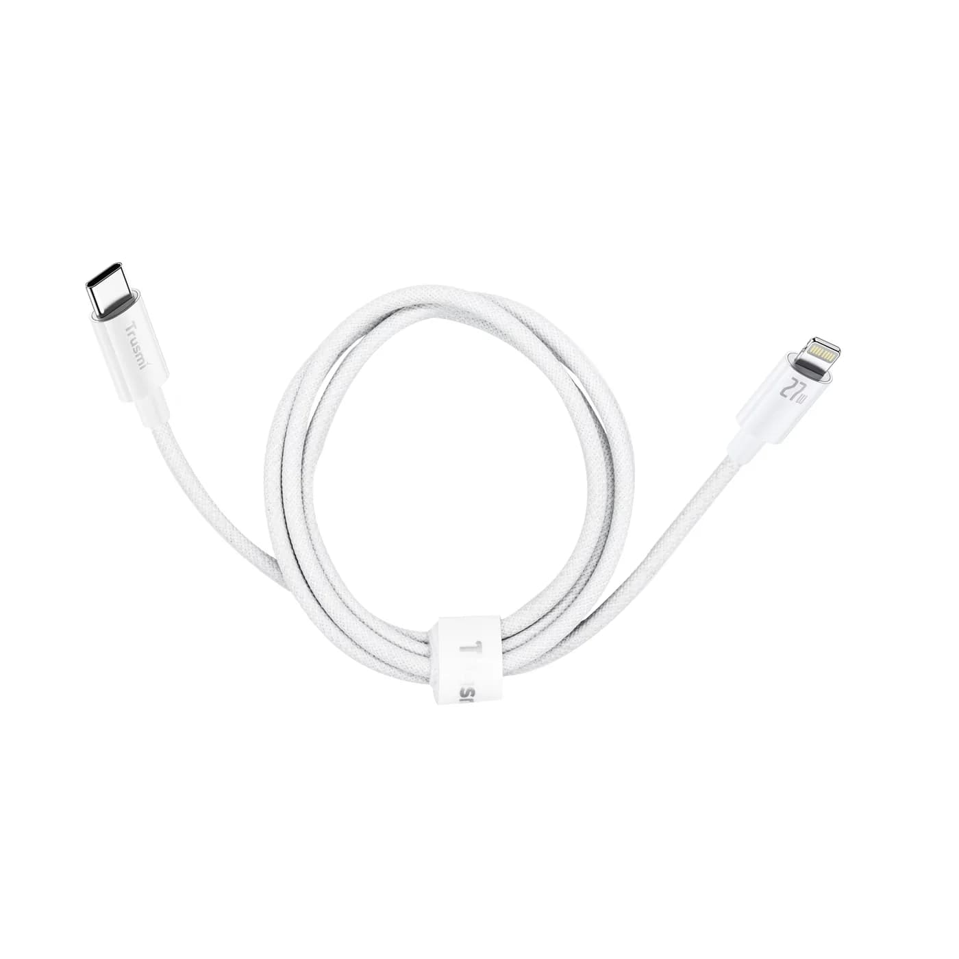 TRUSMI CA55-04 27 W geflochtenes C-zu-L-Ladekabel weiß 1 m 4