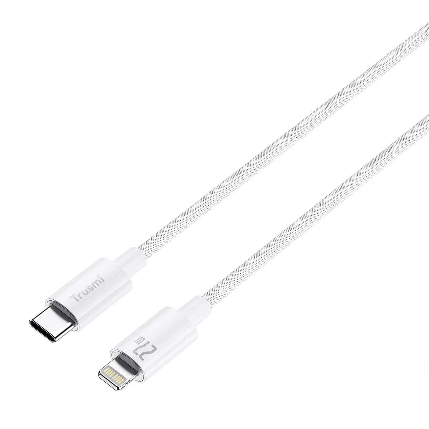 TRUSMI CA55-06 27 W geflochtenes C-zu-L-Ladekabel weiß 2 m 2