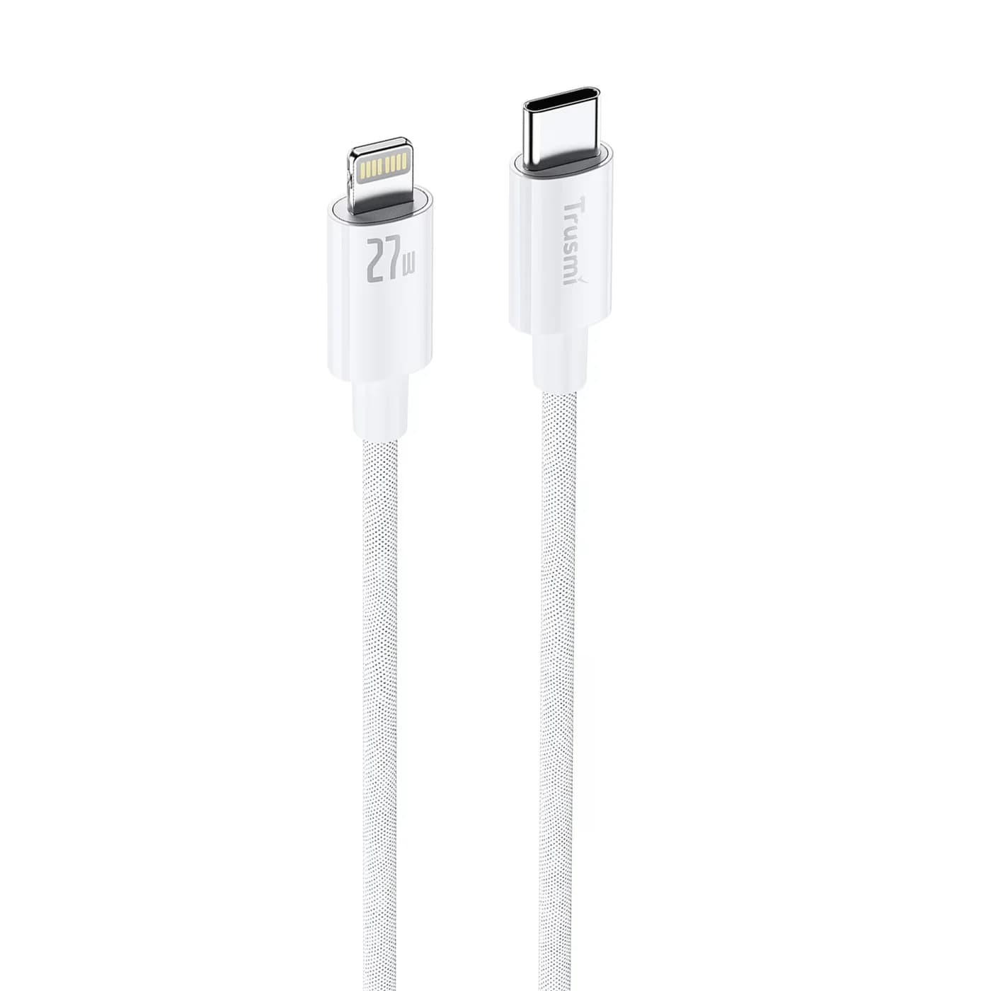 TRUSMI CA55-06 27 W geflochtenes C-zu-L-Ladekabel weiß 2 m 3