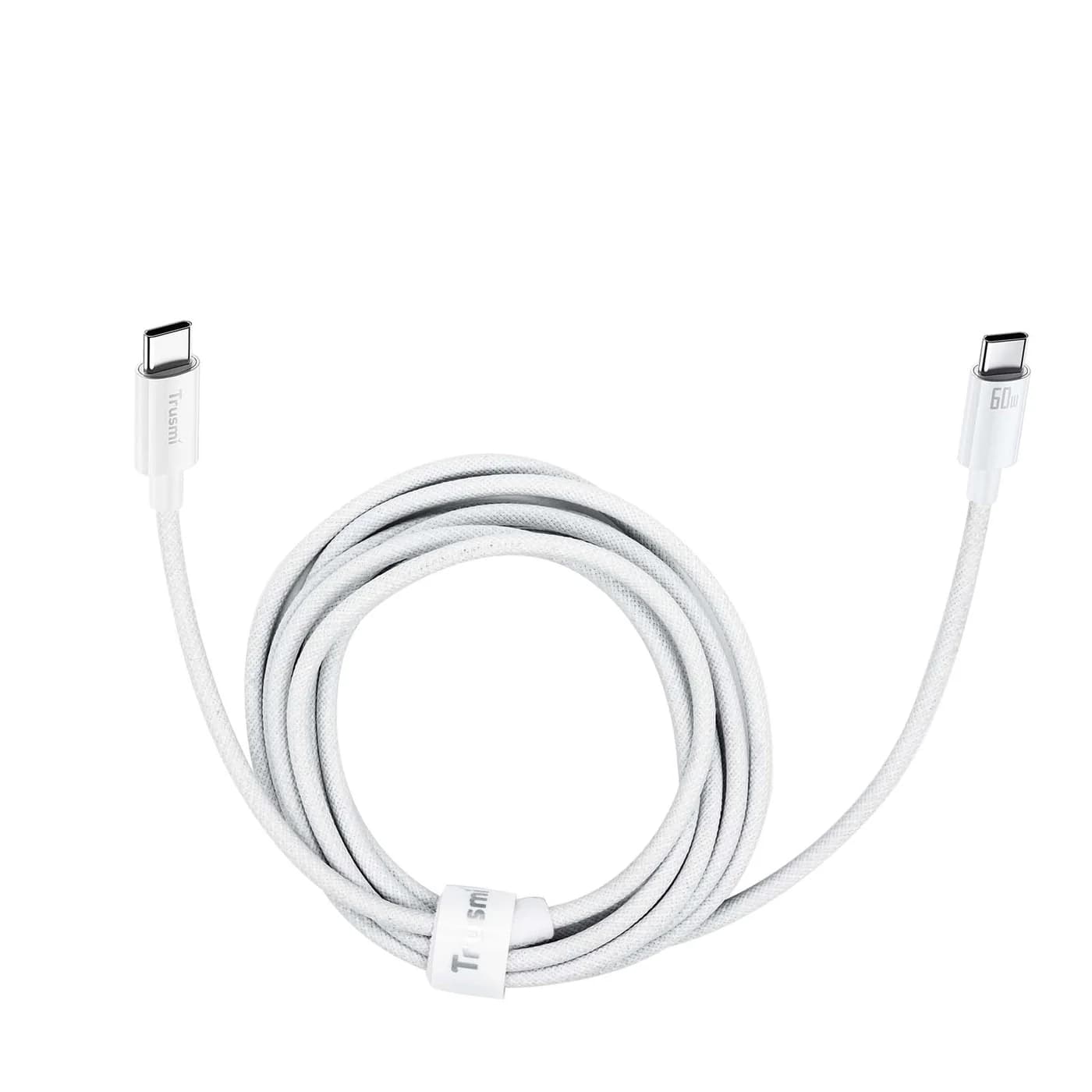 TRUSMI CA55-05 60W C To C Braided Charging Cable White 2M 4
