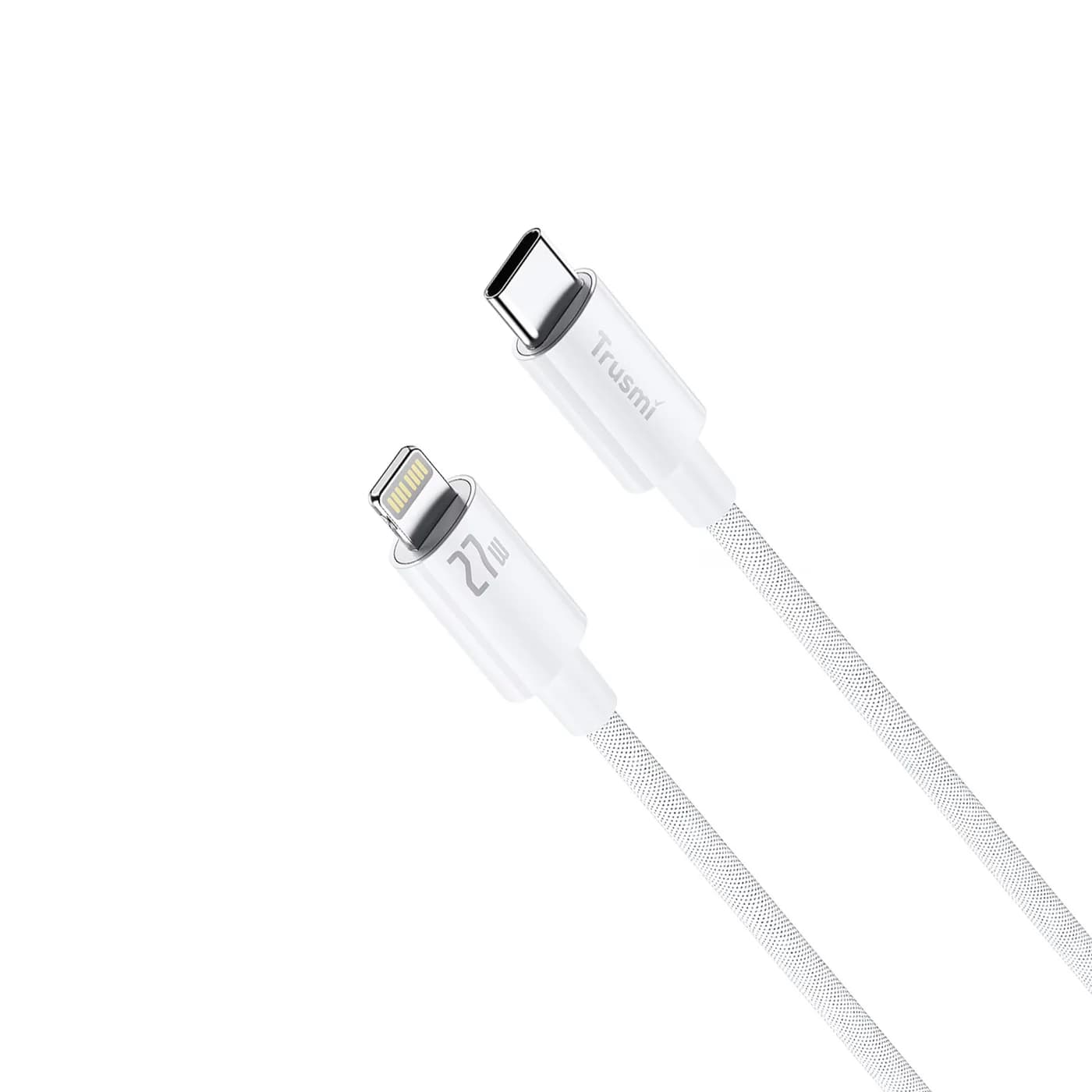 TRUSMI CA55-08 27W C To L Braided Charging Cable White 3M