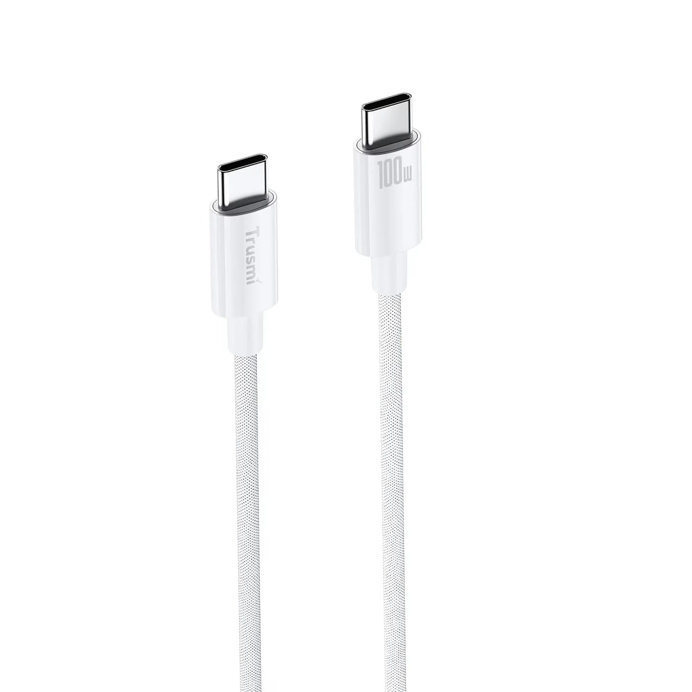 TRUSMI CA55-07 100W C To C Braided Charging Cable White 3M 3