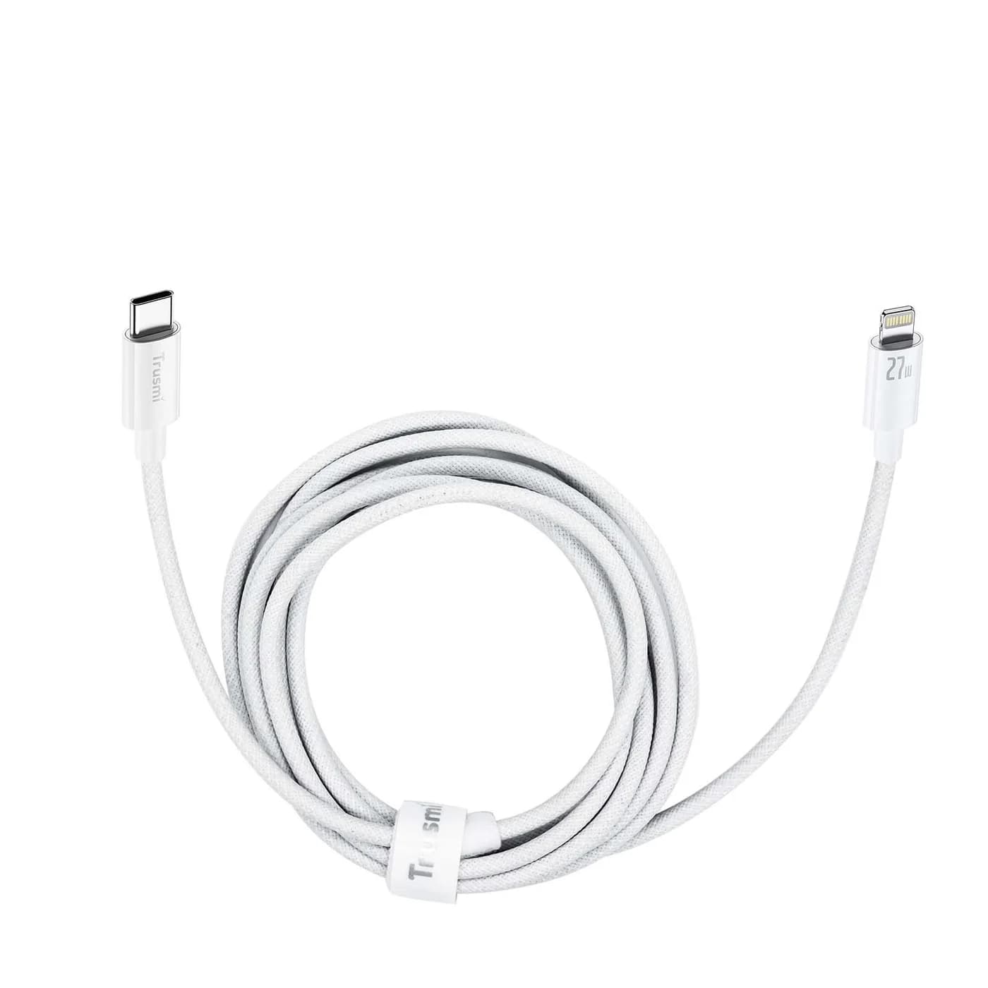 TRUSMI CA55-08 27 W geflochtenes C-auf-L-Ladekabel weiß 3 m 2