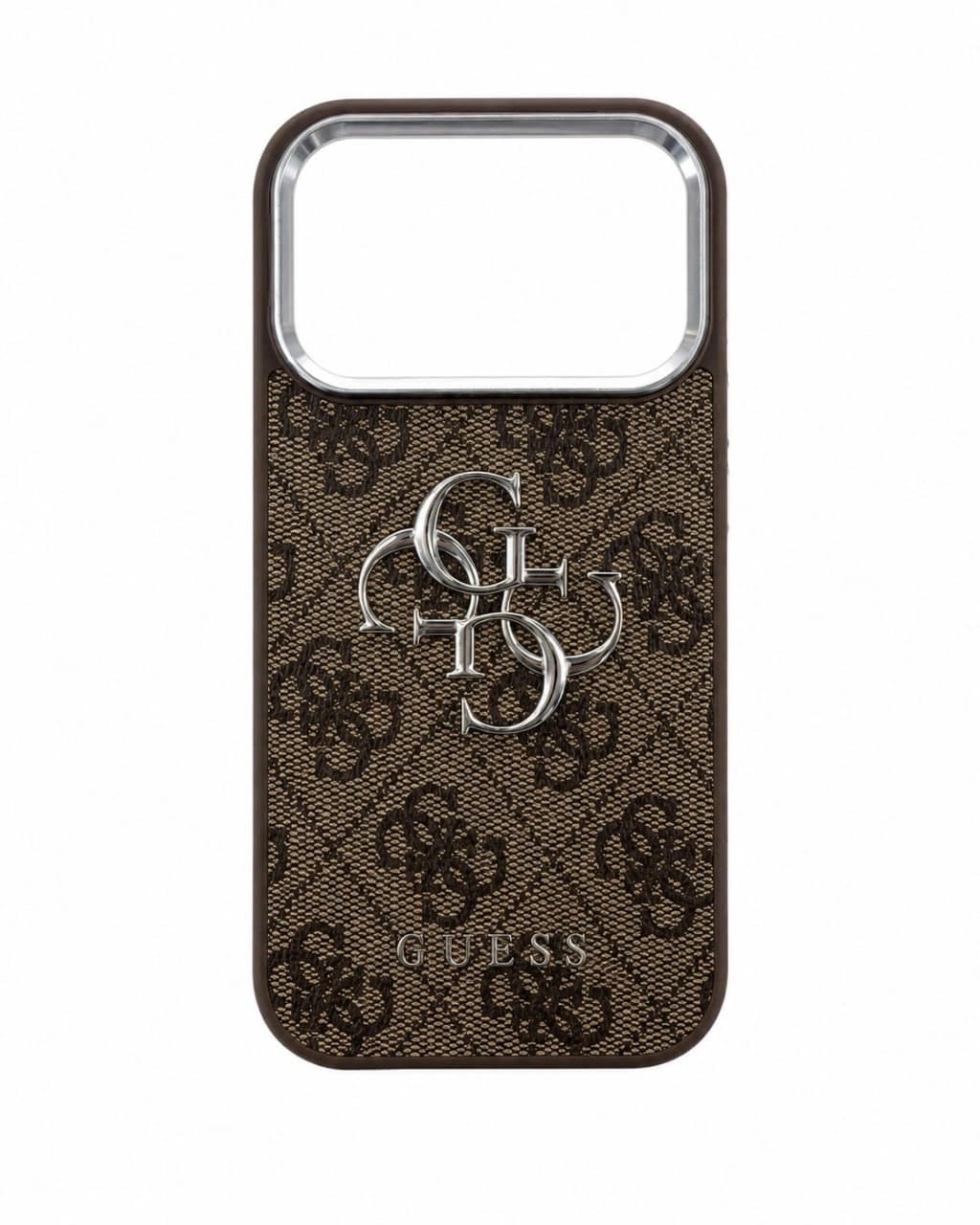 GUESS Monogram Brown Silver iPhone Hülle