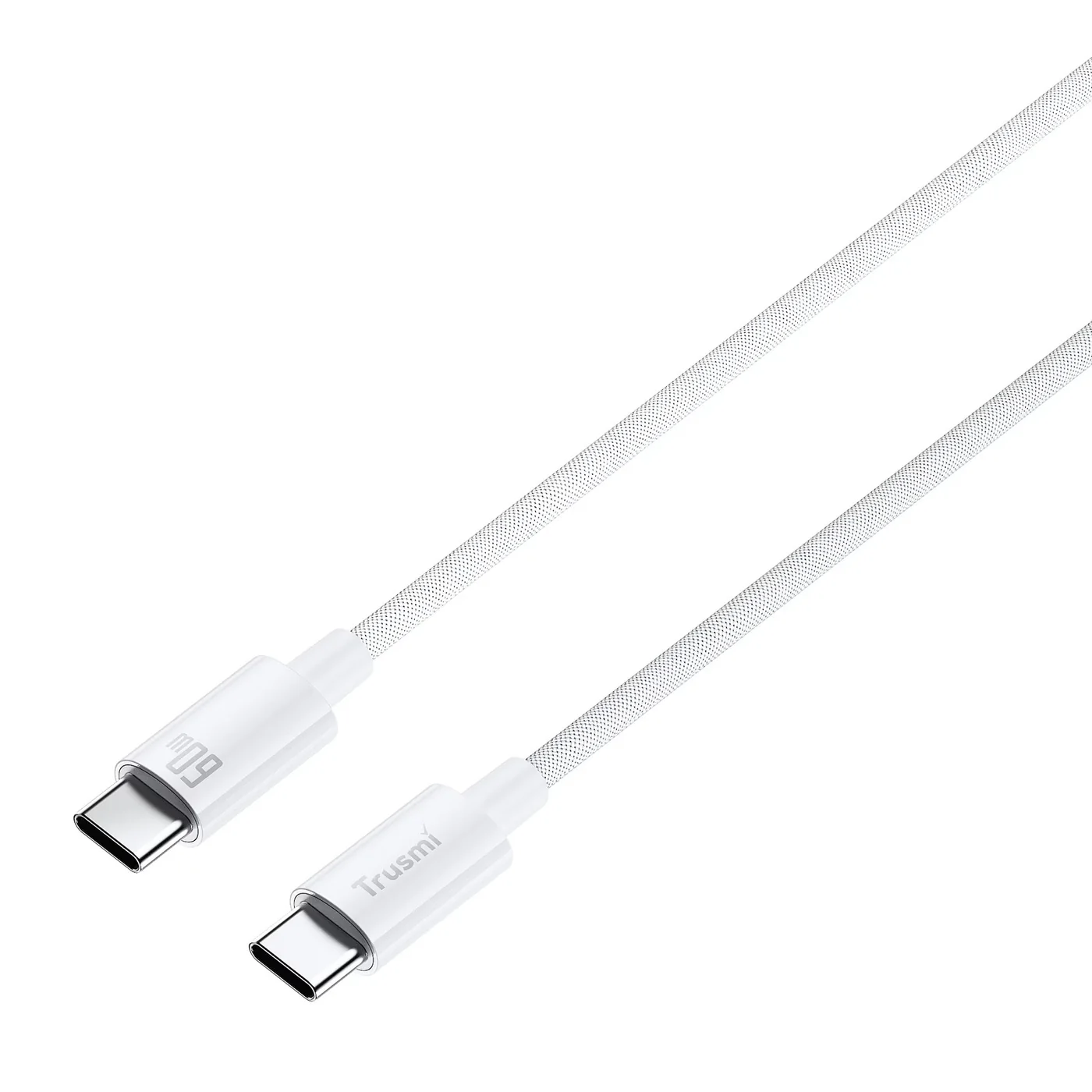TRUSMI CA55-03 60 W geflochtenes C-auf-C-Ladekabel weiß 1 m 2
