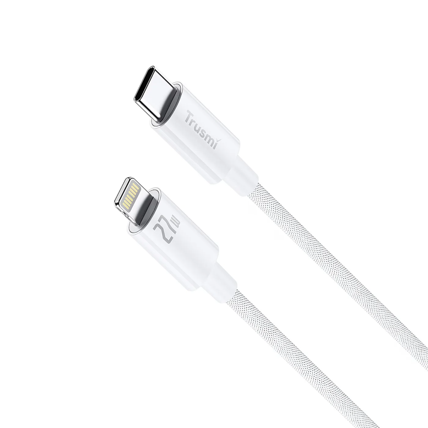 TRUSMI CA55-04 27 W geflochtenes C-zu-L-Ladekabel weiß 1 m