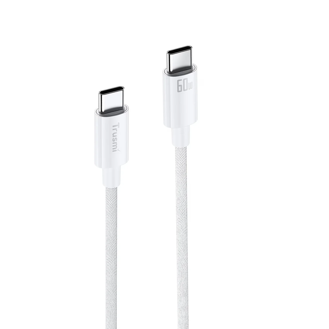 TRUSMI CA55-03 60 W geflochtenes C-auf-C-Ladekabel weiß 1 m 3