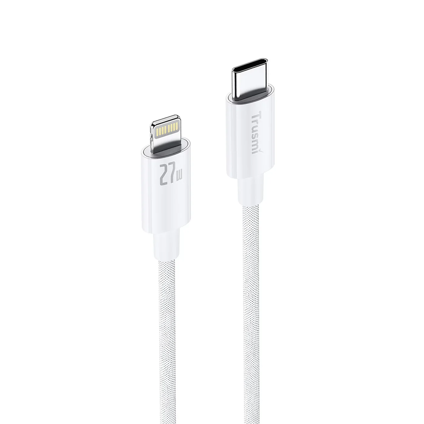 TRUSMI CA55-04 27W C To L Braided Charging Cable White 1M 3