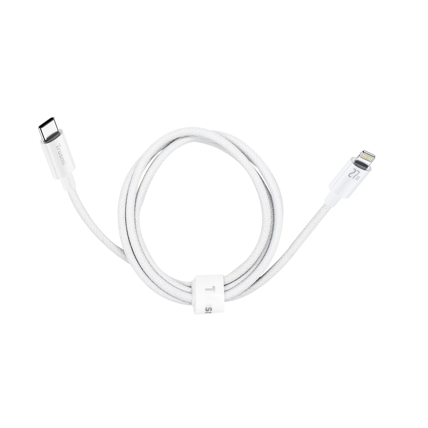 TRUSMI CA55-04 27W C To L Braided Charging Cable White 1M 4