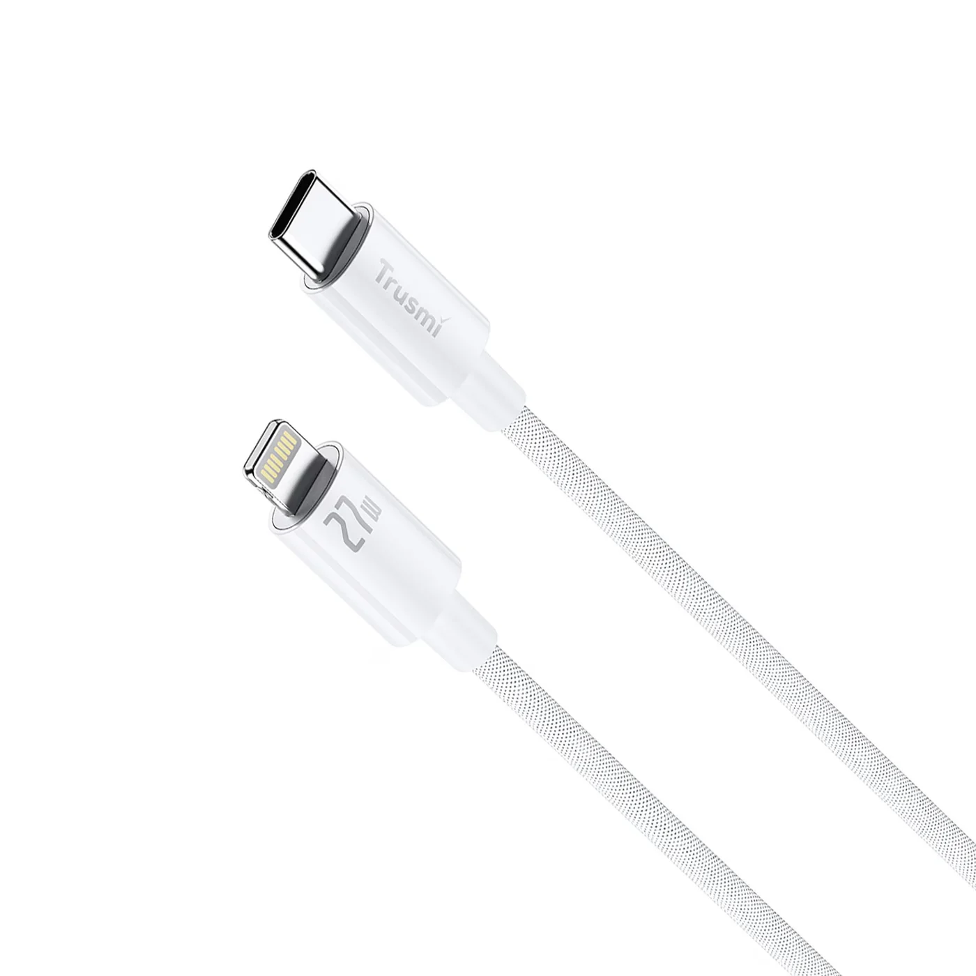 TRUSMI CA55-06 27 W geflochtenes C-zu-L-Ladekabel weiß 2 m
