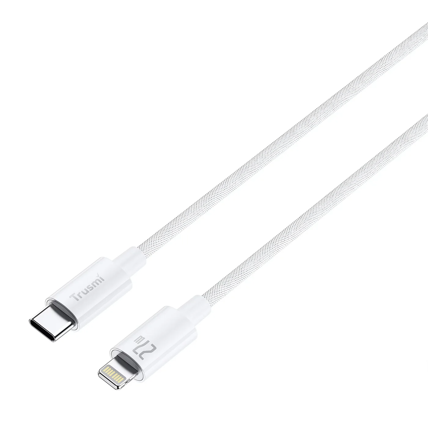 TRUSMI CA55-06 27 W geflochtenes C-zu-L-Ladekabel weiß 2 m 2