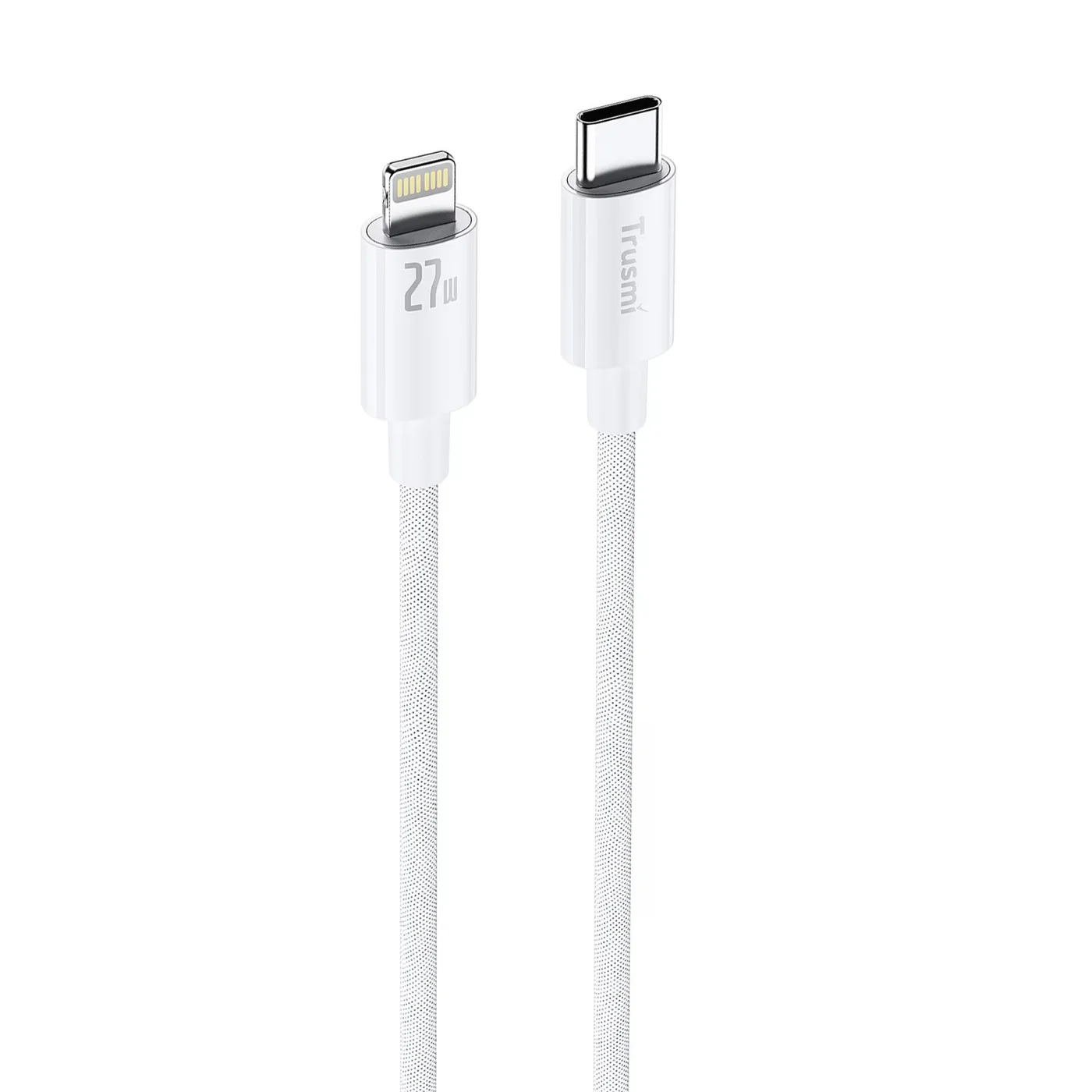 TRUSMI CA55-06 27 W geflochtenes C-zu-L-Ladekabel weiß 2 m 3