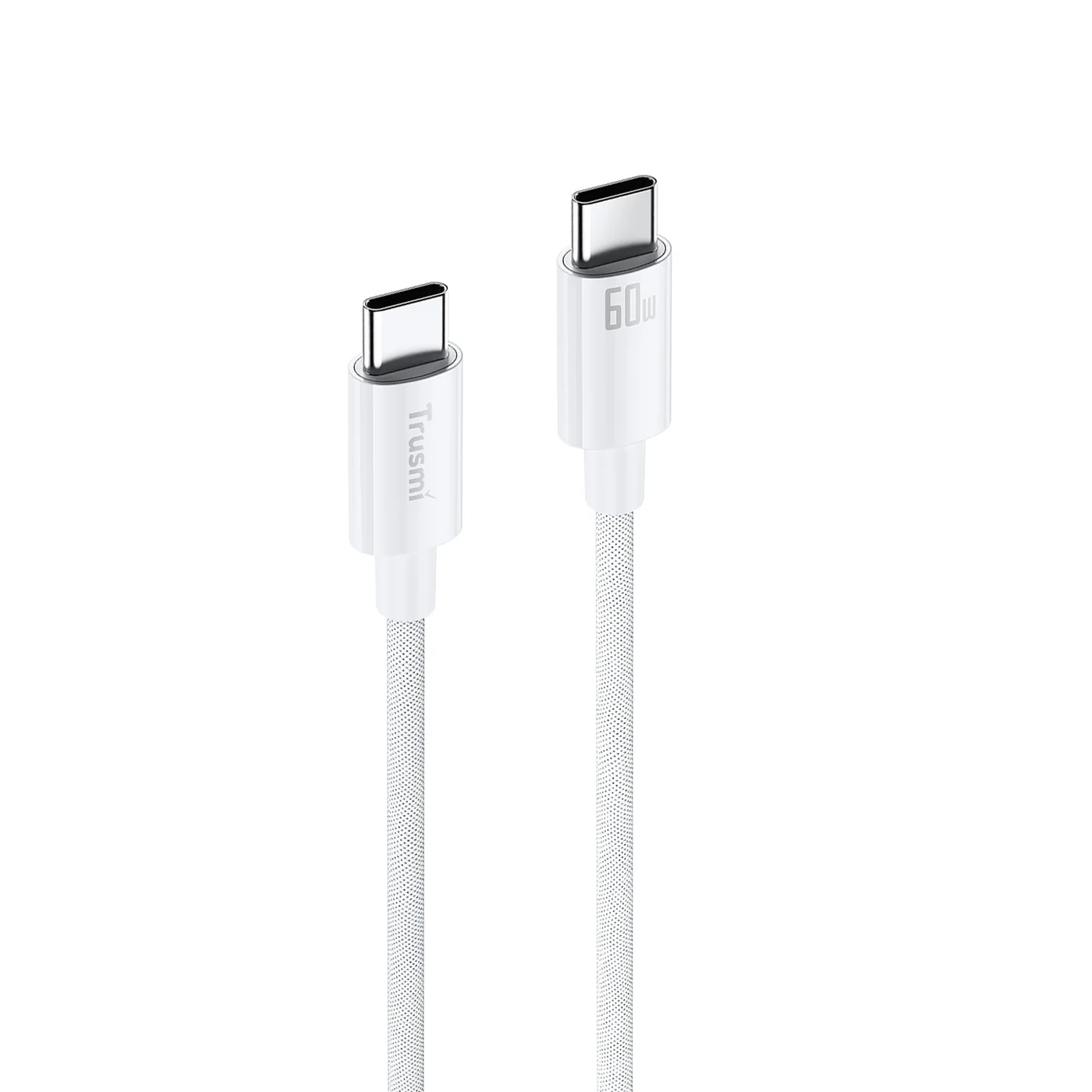 TRUSMI CA55-05 60 W geflochtenes C-auf-C-Ladekabel weiß 2 m 2