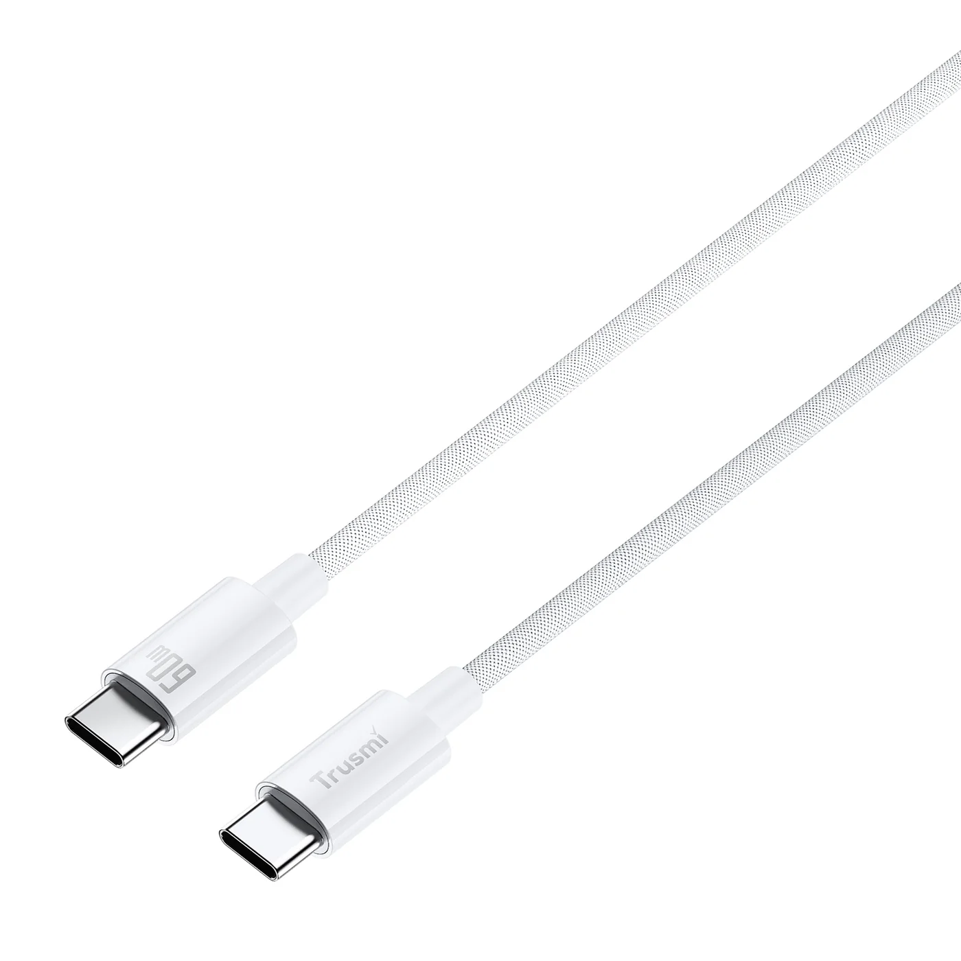 TRUSMI CA55-05 60 W geflochtenes C-auf-C-Ladekabel weiß 2 m 3