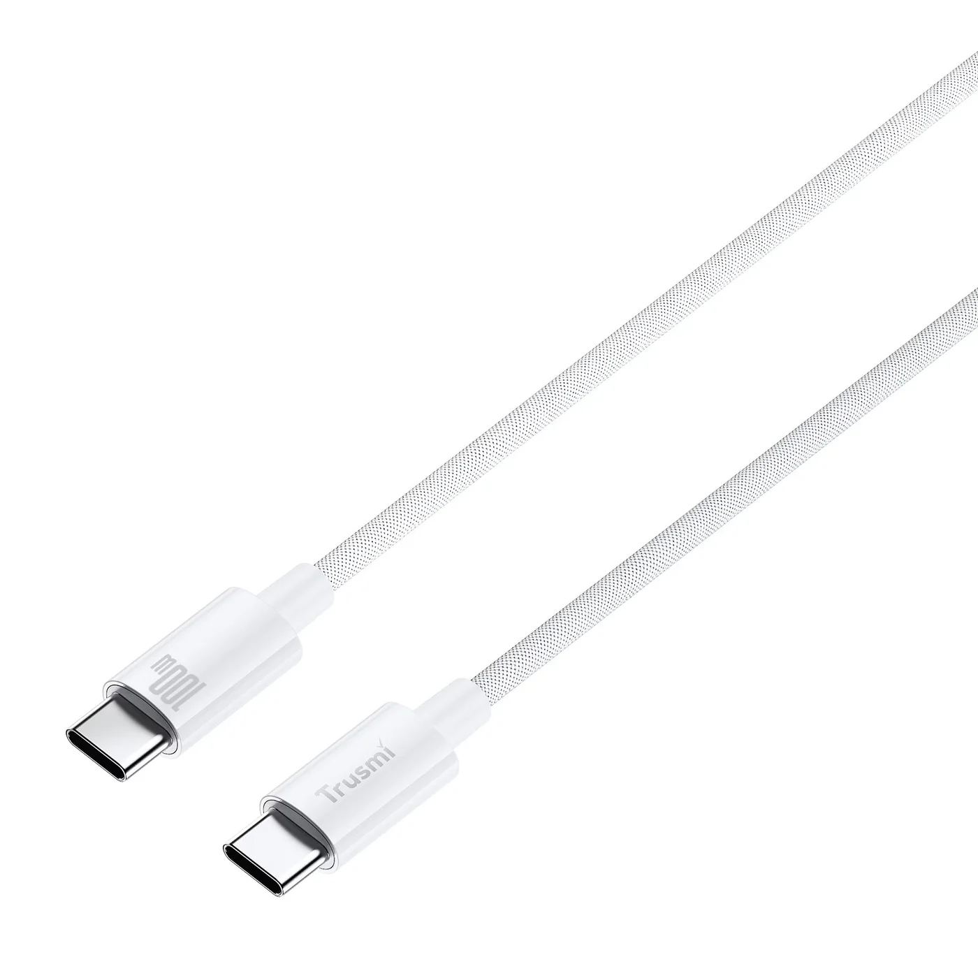 TRUSMI CA55-07 100 W geflochtenes C-auf-C-Ladekabel weiß 3 m 2