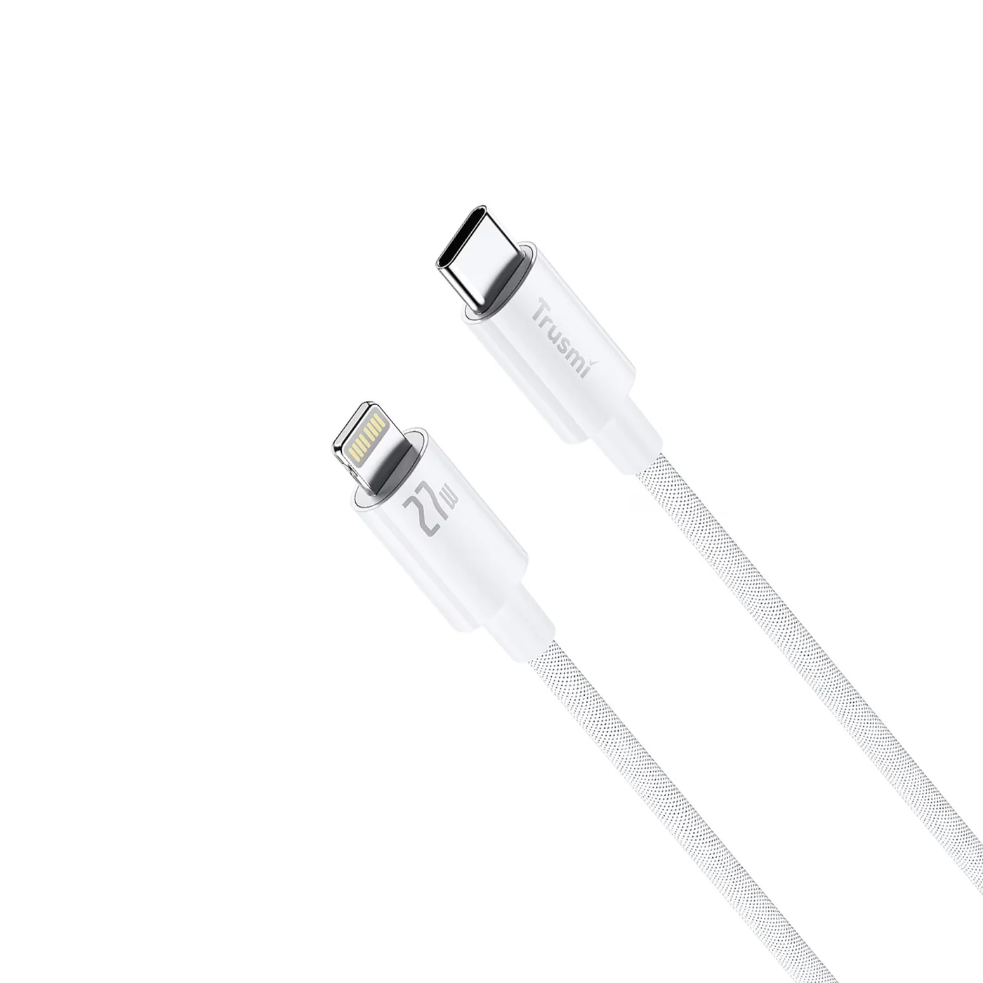 TRUSMI CA55-08 27W C To L Braided Charging Cable White 3M