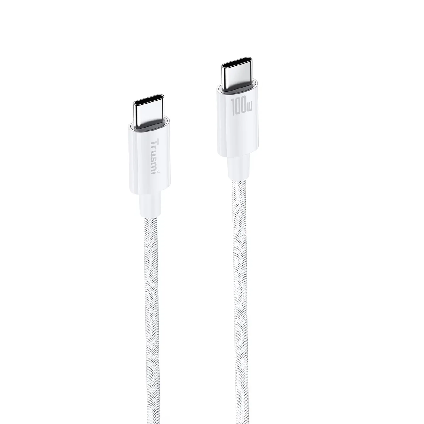 TRUSMI CA55-07 100 W geflochtenes C-auf-C-Ladekabel weiß 3 m 3