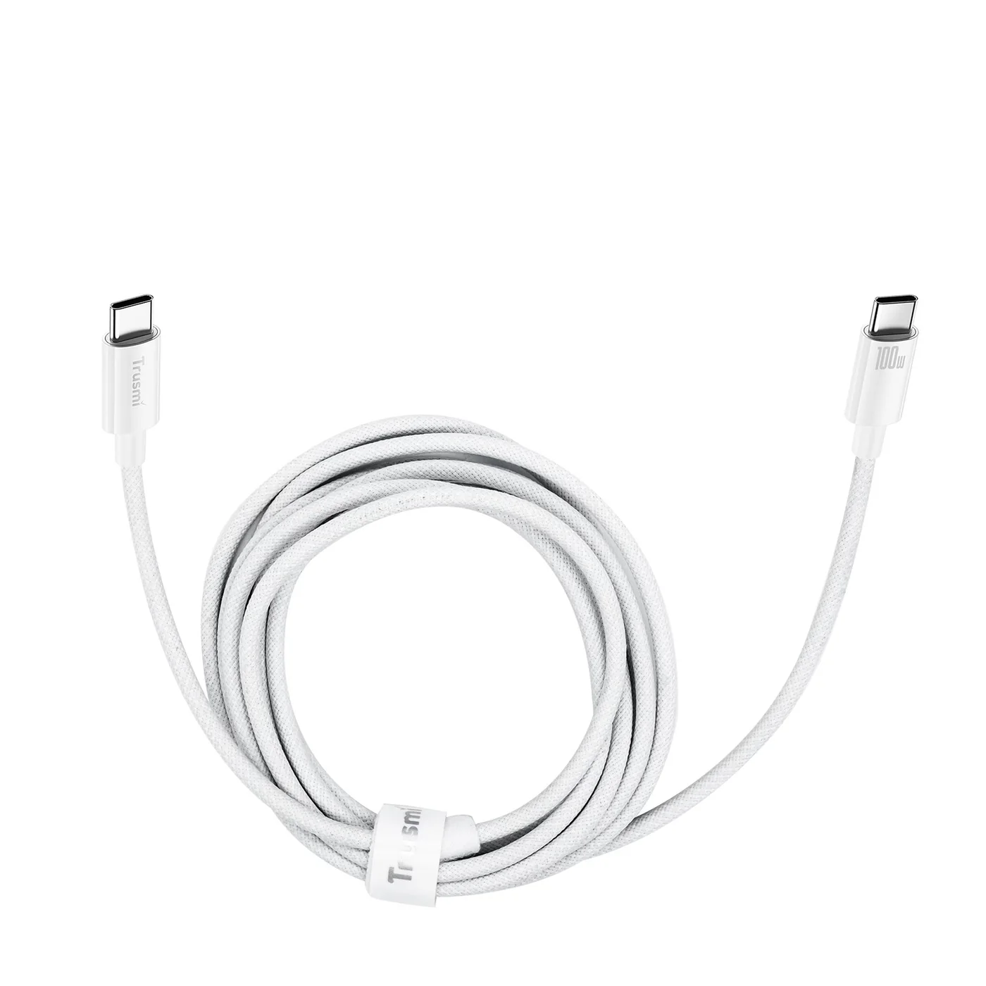 TRUSMI CA55-07 100 W geflochtenes C-auf-C-Ladekabel weiß 3 m 4