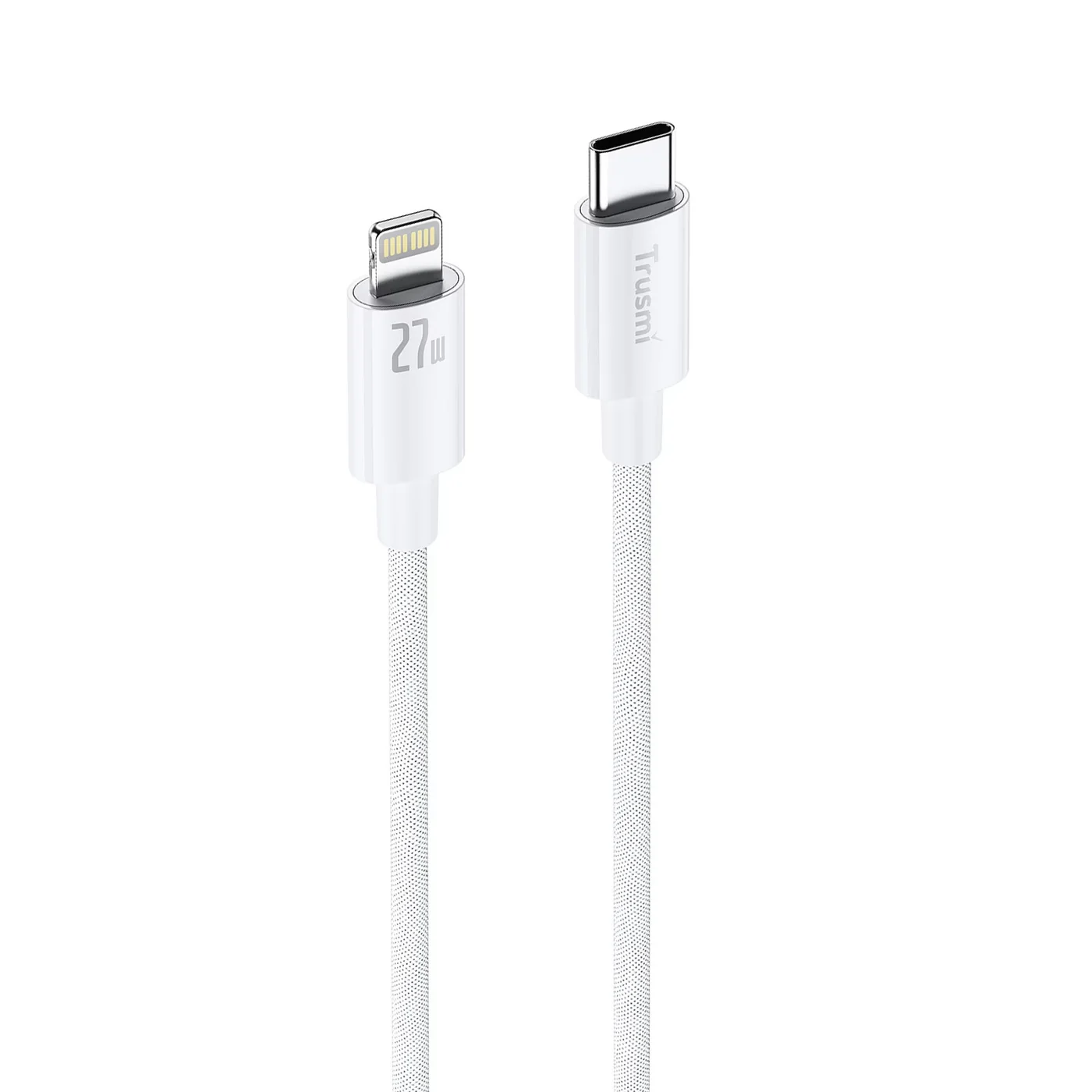 TRUSMI CA55-08 27W C To L Braided Charging Cable White 3M 3
