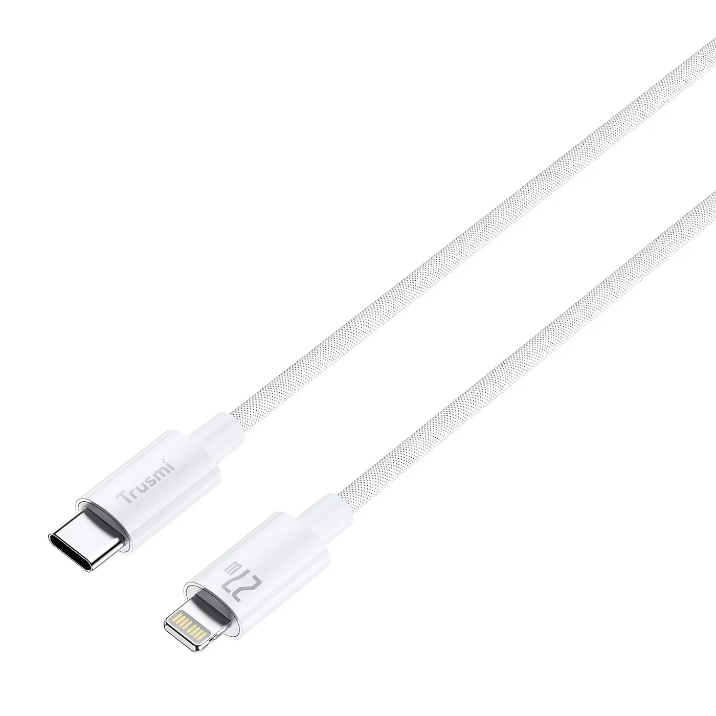 TRUSMI CA55-08 27W C To L Braided Charging Cable White 3M 4