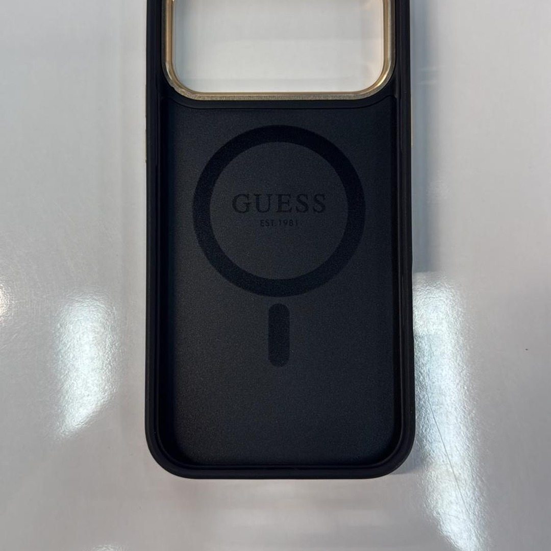 GUESS Black Gold MagSafe Case with Logo