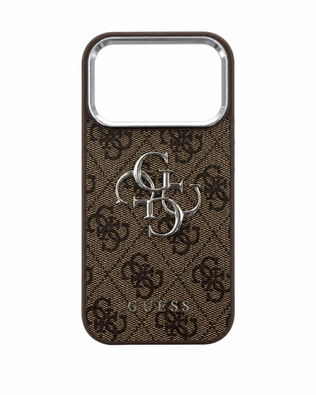 GUESS Monogram Brown Silver iPhone Hülle