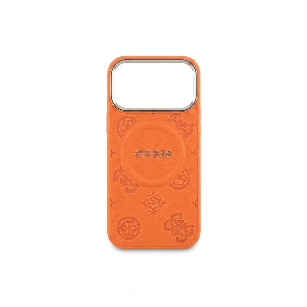 GUESS Orange MagSafe iPhone Case with Monogram Design